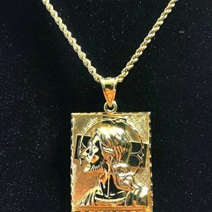 Vintage Michael Anthony 14k Diamond Cut Reversible Pendant With 14k Rope Chain